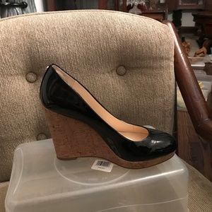 Black Nine West Patent Leather Wedge - 8.5